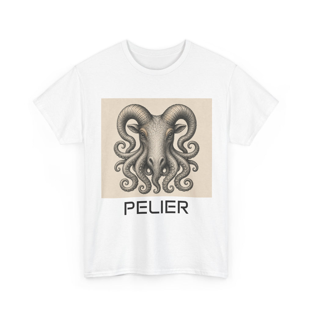 Ram Octopus Skull Graphic Tee — 'Pelier' Vintage Nautical Art T-Shirt