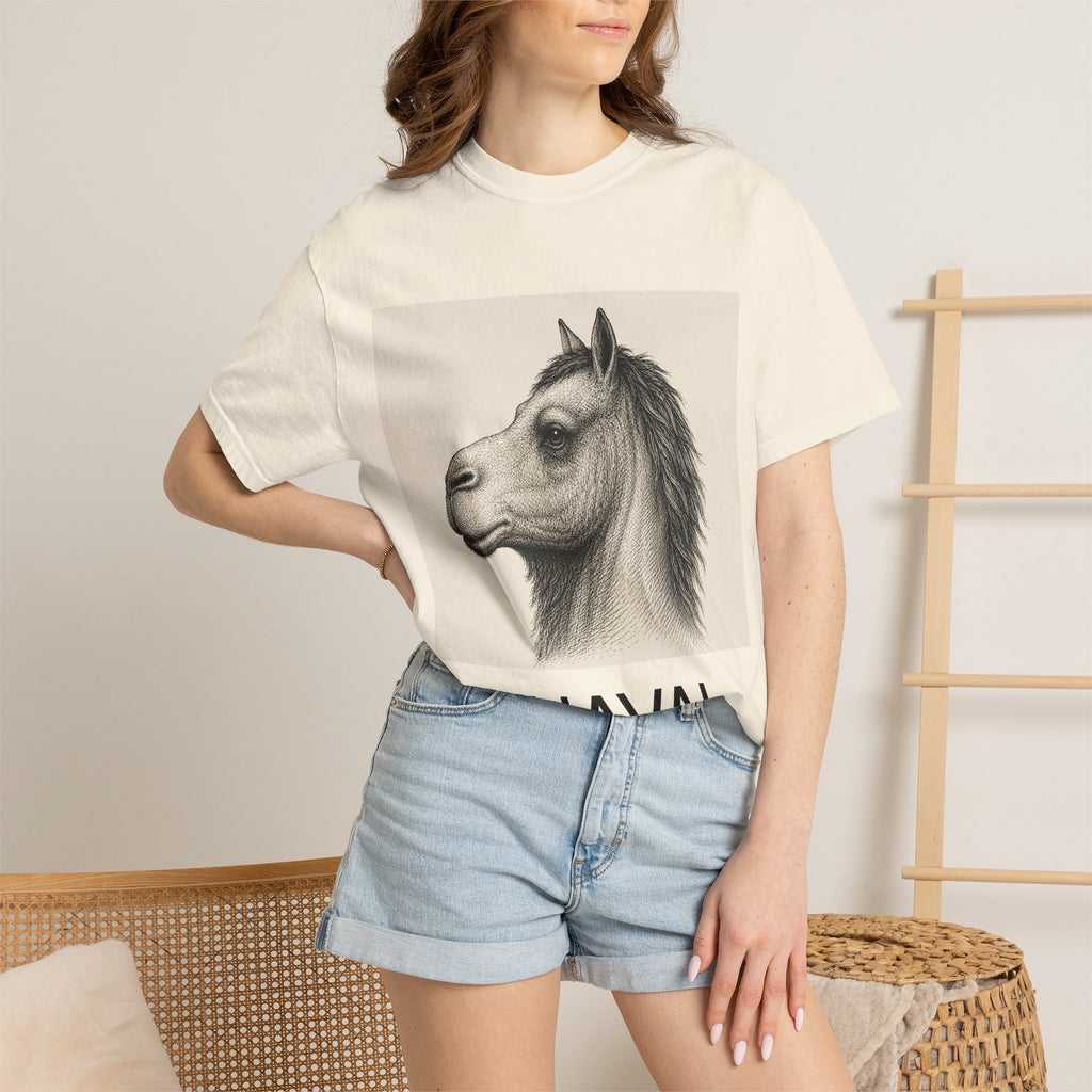 Vintage Horse and Camel Portrait T-Shirt — Retro Sketch Graphic Tee
