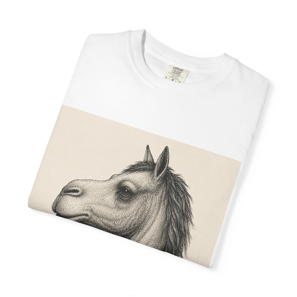Vintage Horse and Camel Portrait T-Shirt — Retro Sketch Graphic Tee