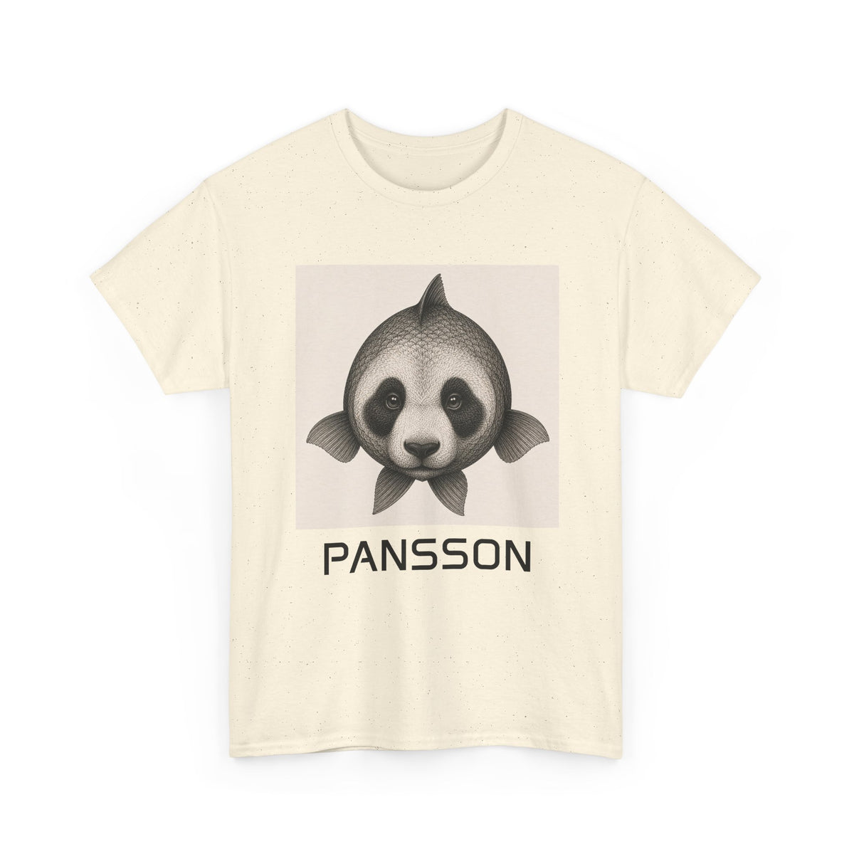 Panda and fish Graphic Tee — Cute Monochrome Animal Shirt