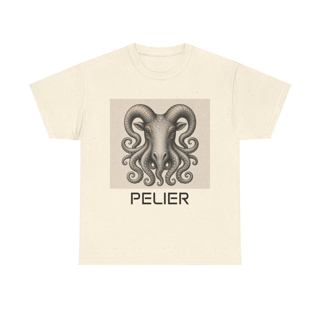 Ram Octopus Skull Graphic Tee — 'Pelier' Vintage Nautical Art T-Shirt