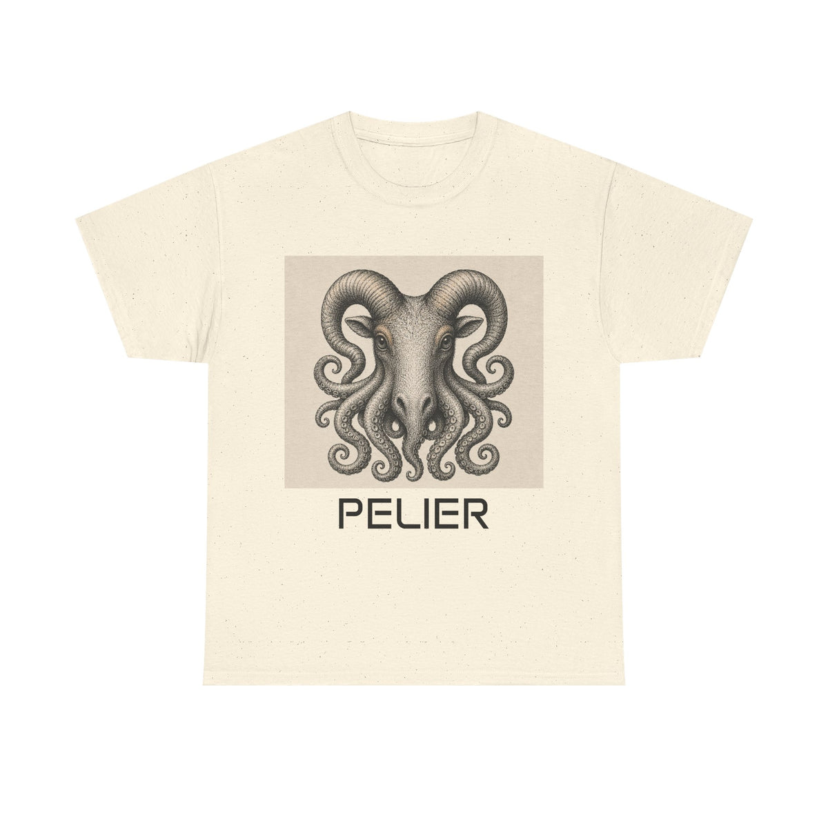 Ram Octopus Skull Graphic Tee — 'Pelier' Vintage Nautical Art T-Shirt