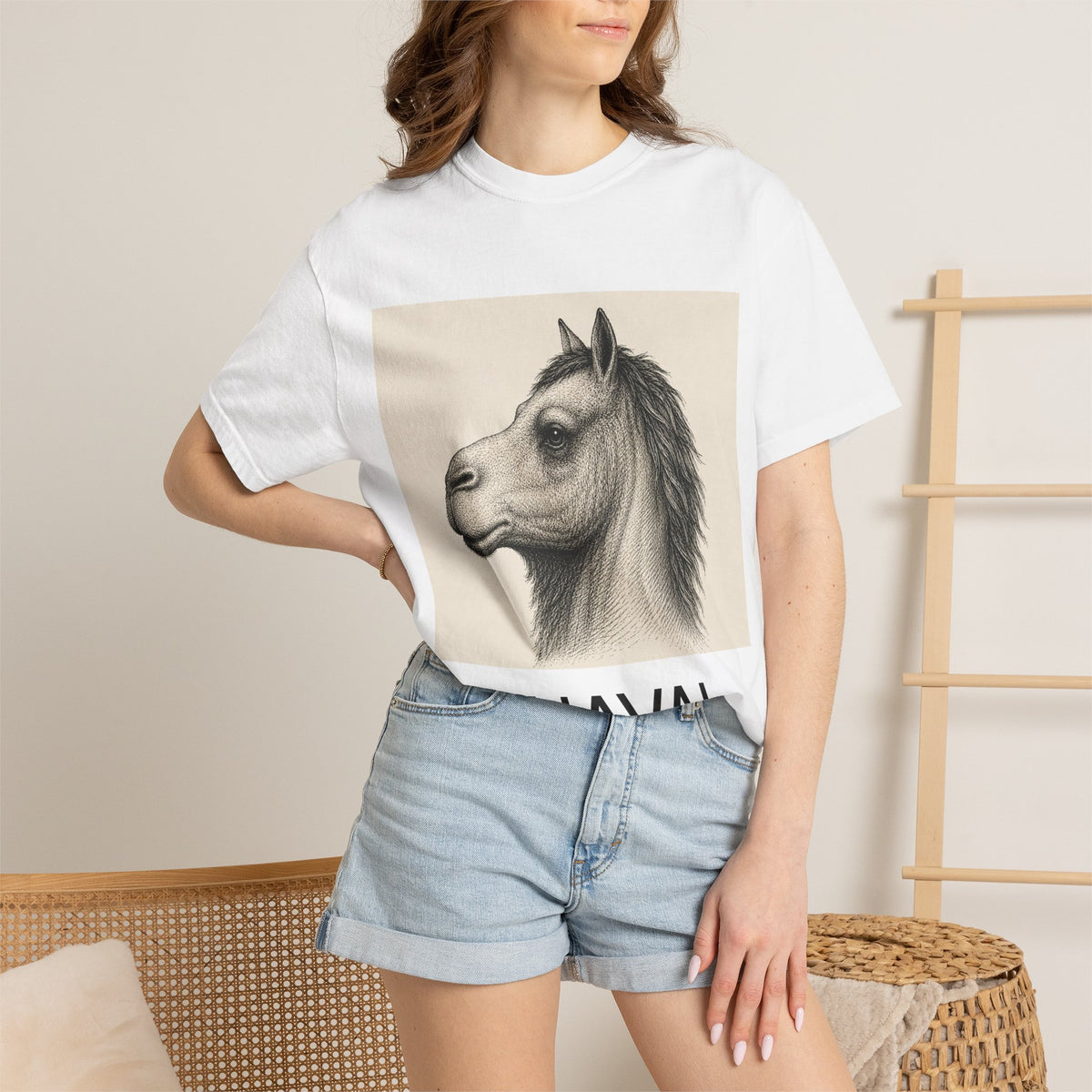 Vintage Horse and Camel Portrait T-Shirt — Retro Sketch Graphic Tee