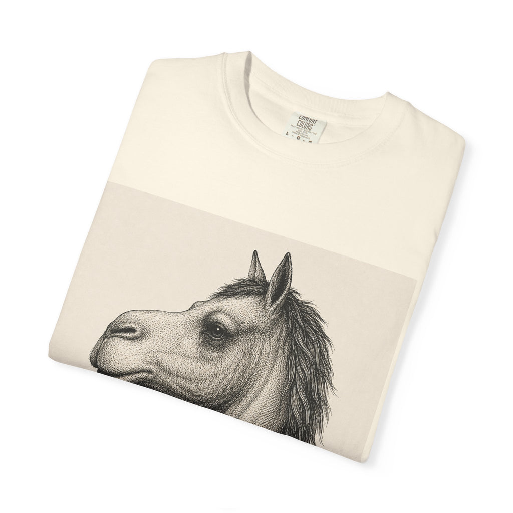 Vintage Horse and Camel Portrait T-Shirt — Retro Sketch Graphic Tee