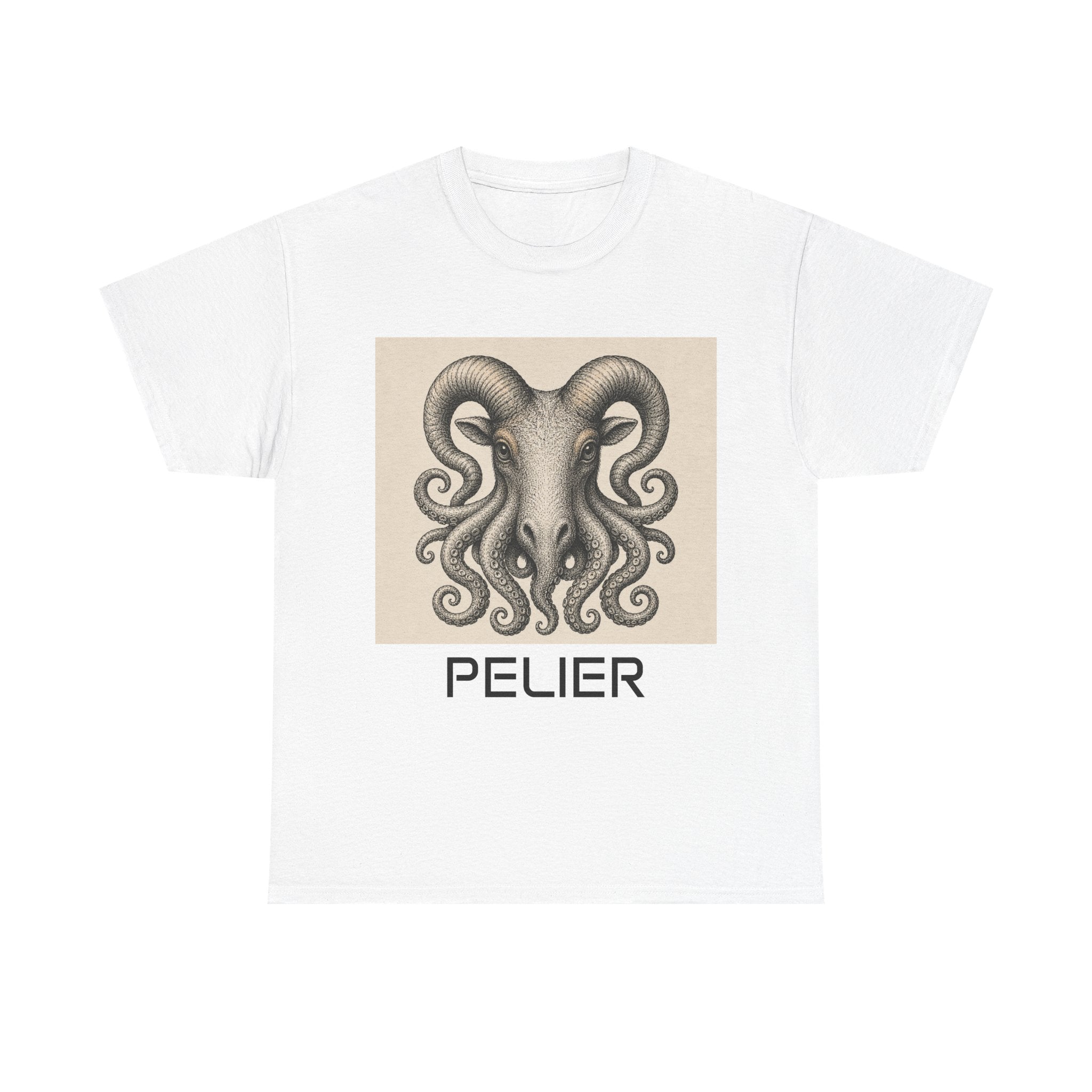 Ram Octopus Skull Graphic Tee — 'Pelier' Vintage Nautical Art T-Shirt